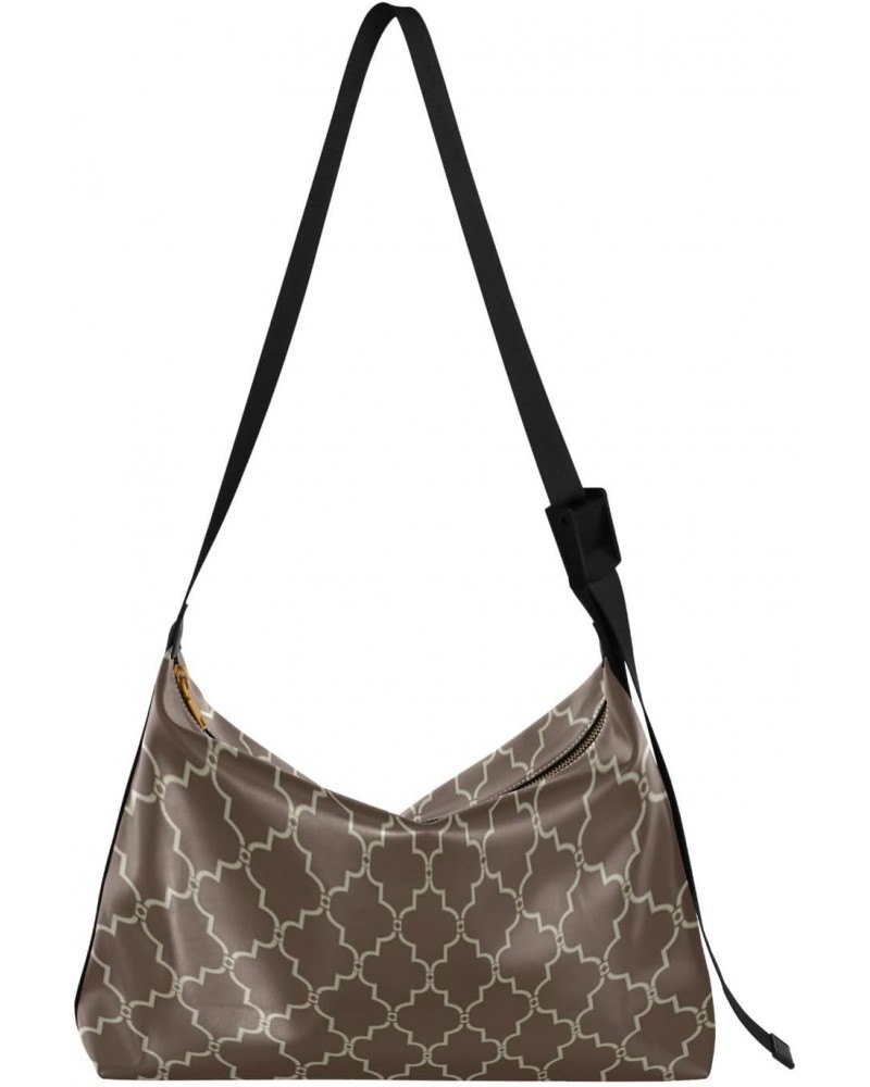 Women Shoulder Bags Gold Brown Moroccan Trellis Crossbody Purses Adults Waterproof Large Sling Bag $13.86 Hobo Bags