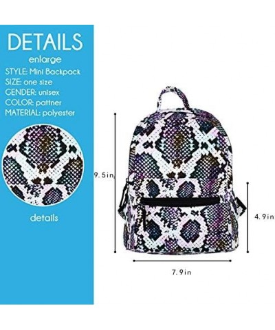 Mini Backpack Purse Snakeskin Leather Satchel Bag Casual Travel Daypack for Women Purple $14.51 Backpacks