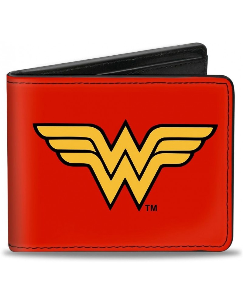 Men's PU Bifold Wallet-Wonder Woman Logo Red/Black/Gold, Multicolor, 4.0" x 3.5 $13.97 Wallets