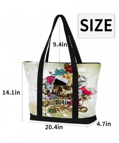 Tote Bag for Women Canvas Shoulder Bag Large Casual Handbag Lightweight Tote Bag with Zipper for Work Travel Shopping Cartoon...