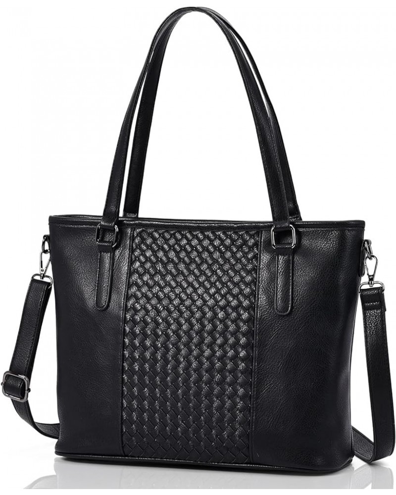 Hobo Bags for Women Large Tote Bag Crossbody Shoulder Handbags Woven PU Leather Purses Multi Pockets Black $23.00 Totes