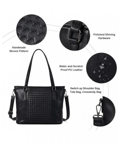 Hobo Bags for Women Large Tote Bag Crossbody Shoulder Handbags Woven PU Leather Purses Multi Pockets Black $23.00 Totes