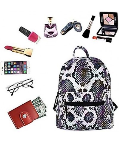 Mini Backpack Purse Snakeskin Leather Satchel Bag Casual Travel Daypack for Women Purple $14.51 Backpacks