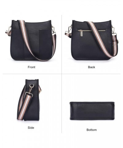 Crossbody Bag Women Vegan Leather Hobo Handbag Trendy Crossbody Shoulder Bag Purses For Women with 2 Adjustable Strap B01-bla...