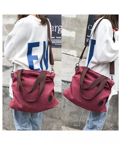 Canvas Tote Bag Crossbody Bags for Women Satchel Casual Vintage Shoulder Purses Handbags Hobo Purple $22.45 Totes