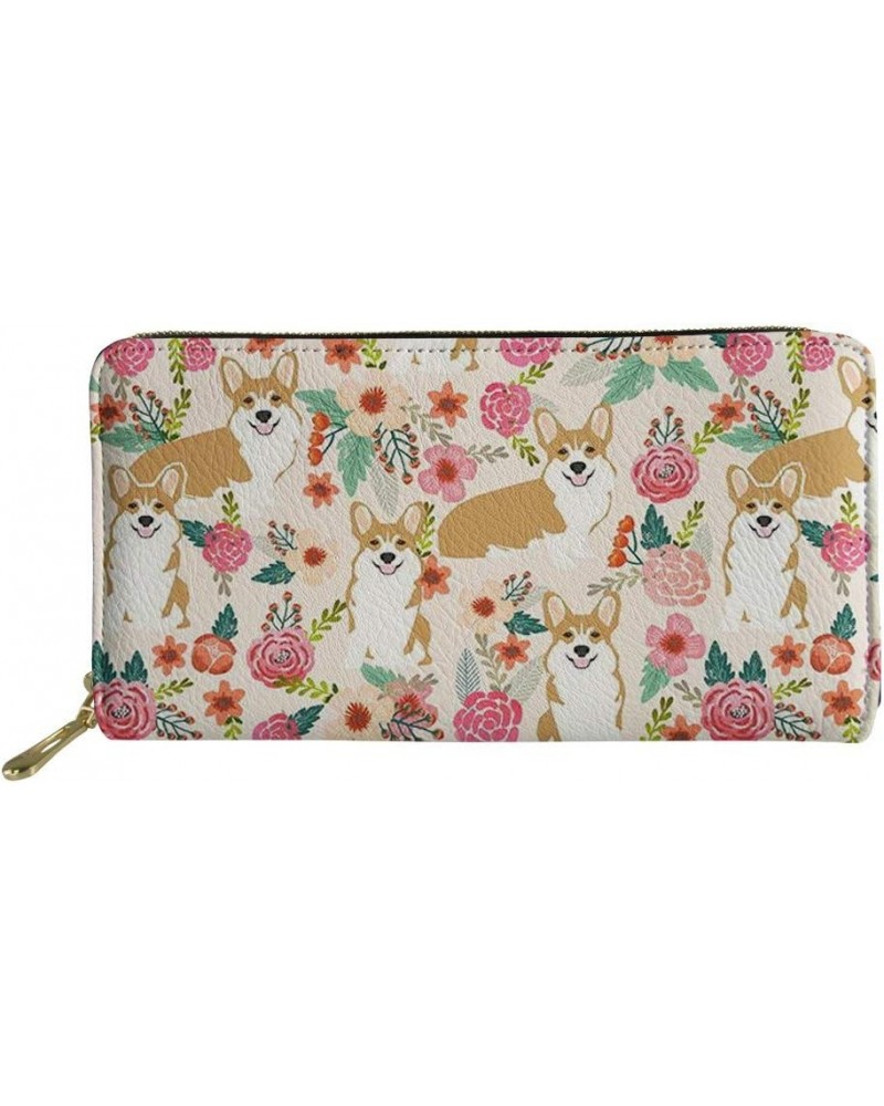 Cute Animal Flower Women Long Wallet Pu Leather Pouch Zipper Clutch Purse for Gift Corgi Flower 3d Printed -33 $9.00 Wallets