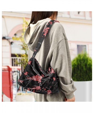 Cherry Blossoms Flower Shoulder Tote Bags for Women Furry Crossbody bag Hobo Handbag Purses for Working Traveling Shopping $1...