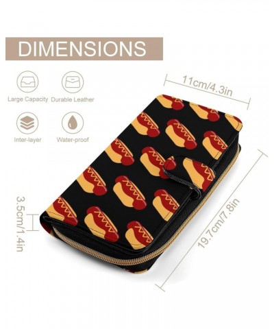 Fastfood Hot Dog Printed Wallet RFID Blocking Credit Card Holder Wallet Travel Slim Clutch Gift for Men Women $21.59 Wallets