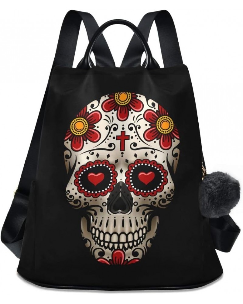 Sugar Skull Day of The Dead Backpack Purse for Women Anti Theft Fashion Back Pack Shoulder Bag Multicolour 1 $17.60 Backpacks