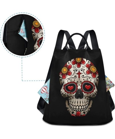 Sugar Skull Day of The Dead Backpack Purse for Women Anti Theft Fashion Back Pack Shoulder Bag Multicolour 1 $17.60 Backpacks