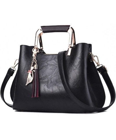 Womens Handbags and Purses Fashion Top Handle Satchel Tote PU Leather Shoulder Bags Black Black $30.49 Totes