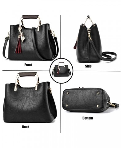 Womens Handbags and Purses Fashion Top Handle Satchel Tote PU Leather Shoulder Bags Black Black $30.49 Totes