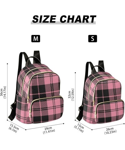 Black Pink Lattice Fashion Travel Backpack for Women Multi Pockets Lightweight Purse for Women-M Multicolor Small $18.19 Back...