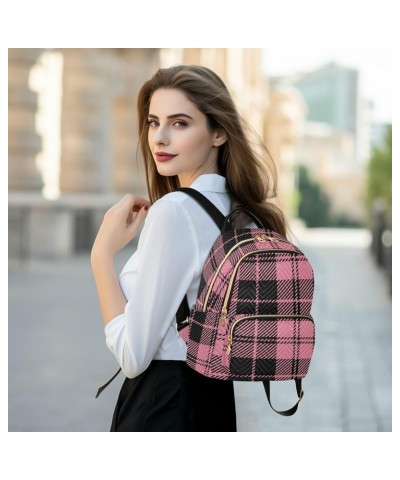 Black Pink Lattice Fashion Travel Backpack for Women Multi Pockets Lightweight Purse for Women-M Multicolor Small $18.19 Back...