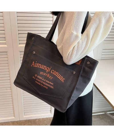 Large Canvas Tote Bag Womens Tote Bag Work Tote Everything Tote Bag Large Tote Bags for Women Tote Purse Black $11.27 Totes