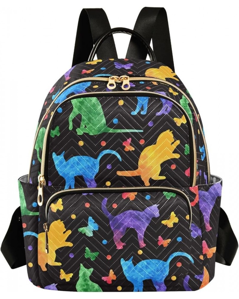 Watercolor Cute Cats Quilted Backpack for Women Travel Bags Shoulder Bag Purse for Nurse Work Daily S Medium $16.42 Backpacks