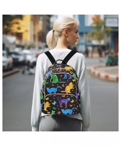 Watercolor Cute Cats Quilted Backpack for Women Travel Bags Shoulder Bag Purse for Nurse Work Daily S Medium $16.42 Backpacks