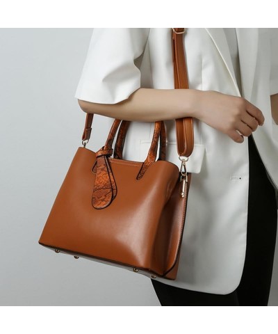 Women Large Capacity Leather Crossbody Bags for Women Totes Satchel for Ladies with Adjustable Shoulder Straps Brown $18.00 S...