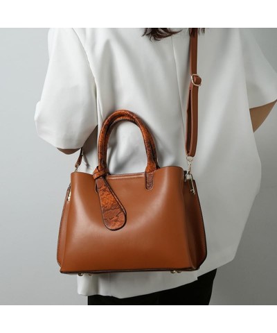 Women Large Capacity Leather Crossbody Bags for Women Totes Satchel for Ladies with Adjustable Shoulder Straps Brown $18.00 S...