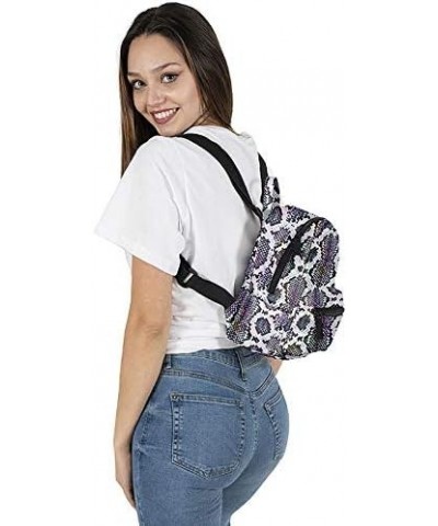 Mini Backpack Purse Snakeskin Leather Satchel Bag Casual Travel Daypack for Women Purple $14.51 Backpacks