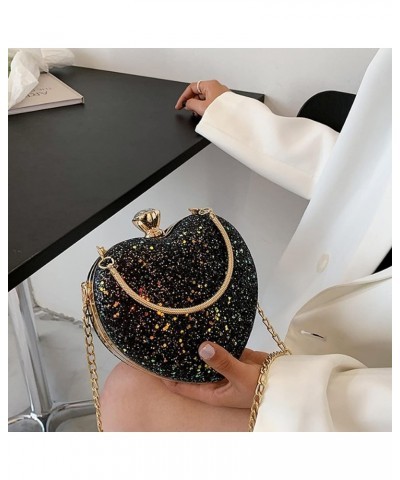 Mily Heart Shape Clutch Bag Messenger Shoulder Handbag Tote Evening Bag Purse 6722+black $15.00 Totes