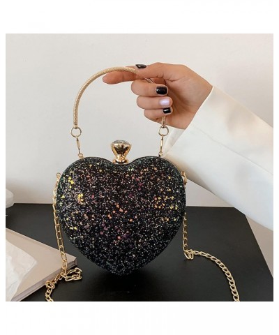 Mily Heart Shape Clutch Bag Messenger Shoulder Handbag Tote Evening Bag Purse 6722+black $15.00 Totes