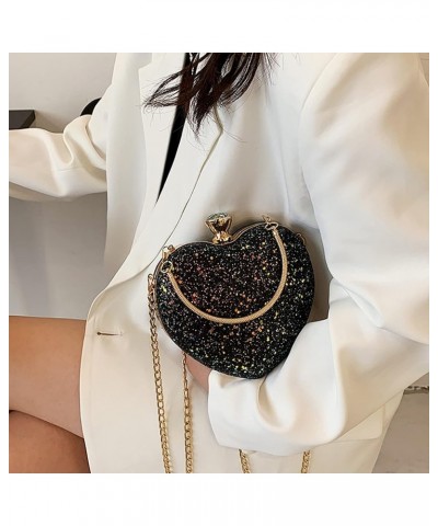 Mily Heart Shape Clutch Bag Messenger Shoulder Handbag Tote Evening Bag Purse 6722+black $15.00 Totes