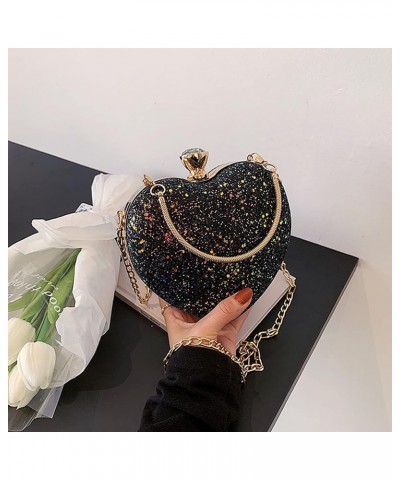 Mily Heart Shape Clutch Bag Messenger Shoulder Handbag Tote Evening Bag Purse 6722+black $15.00 Totes