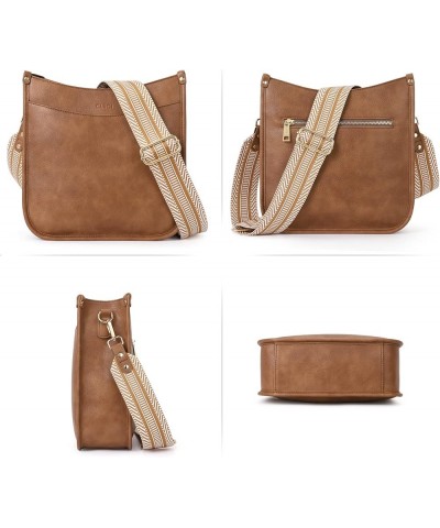 Vegen Leather Crossbody Bags For Women Trendy 2Pcs Hobo Handbag Wallet Set With 2Adjustable Guitar Strap Brown $13.63 Crossbo...