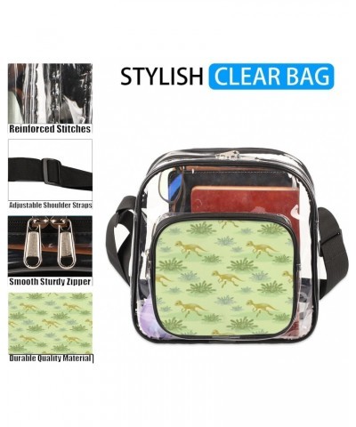 Colorful Funny Dinosaurs Clear Crossbody Bag Stadiums Approved Clear Messenger Shoulder Bag with Adjustable Strap for Work, T...