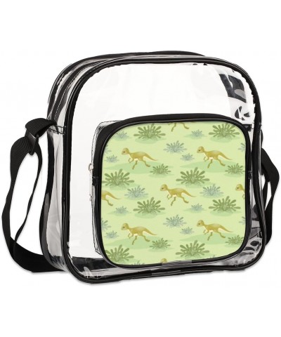 Colorful Funny Dinosaurs Clear Crossbody Bag Stadiums Approved Clear Messenger Shoulder Bag with Adjustable Strap for Work, T...