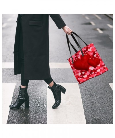 Valentines Day Red Heart Tote Bag Women Shoulder Handbags PU Leather Everyday Bag with External Pocket Large Capacity Aesthet...