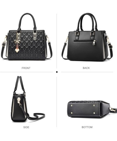 Women Designer Handbags Fashion Top Handle Bag Ladies Printed Shoulder Bag PU Leather Crossbody Bag Black $19.60 Handbags