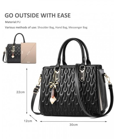 Women Designer Handbags Fashion Top Handle Bag Ladies Printed Shoulder Bag PU Leather Crossbody Bag Black $19.60 Handbags