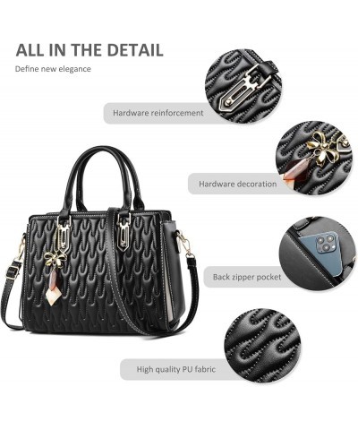 Women Designer Handbags Fashion Top Handle Bag Ladies Printed Shoulder Bag PU Leather Crossbody Bag Black $19.60 Handbags