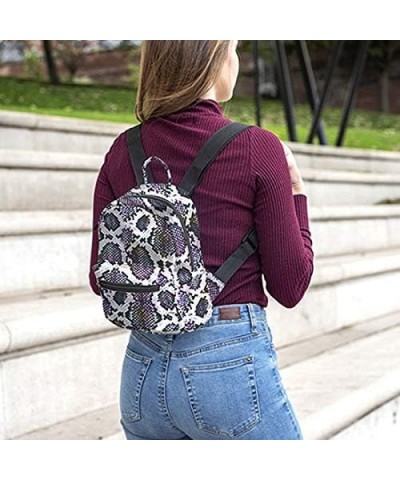 Mini Backpack Purse Snakeskin Leather Satchel Bag Casual Travel Daypack for Women Purple $14.51 Backpacks