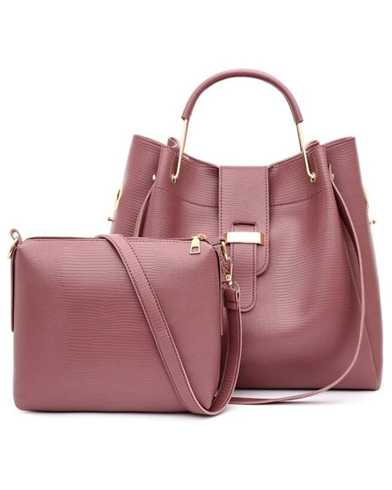 Women Soft Synthetic PU Leather Ladies Satchel Crossbody Hobo 2pcs Simplicity Handbags Shoulder Clutches-Beige Pink $38.00 Totes