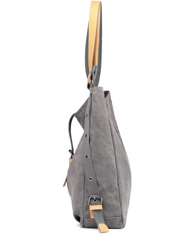 Retro Handbag for Women Large Capacity Backpack Cotton Canvas Shoulder Bag Commuter Tote Bag Purse Grey $20.70 Backpacks