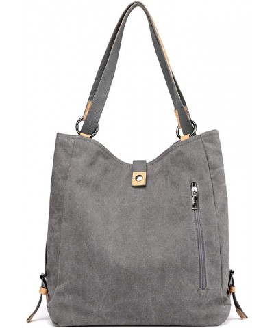 Retro Handbag for Women Large Capacity Backpack Cotton Canvas Shoulder Bag Commuter Tote Bag Purse Grey $20.70 Backpacks