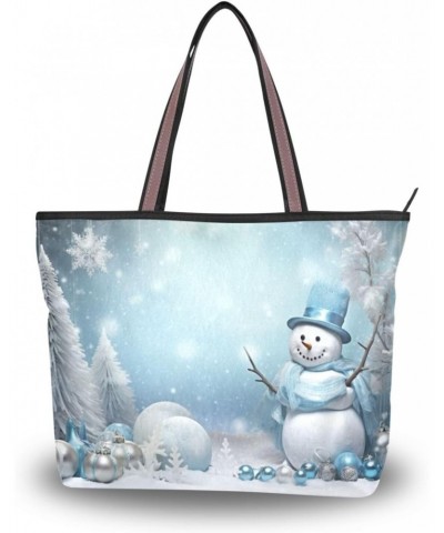 Christmas Snowman Tote Bag for Women Casual Shoulder Bag Women Hobo Bag Top Handle Handbag for Shopping Travel Work $9.45 Totes