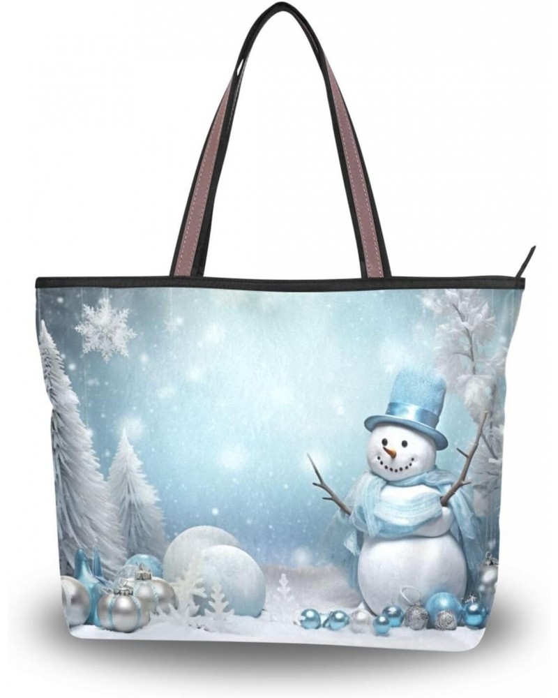 Christmas Snowman Tote Bag for Women Casual Shoulder Bag Women Hobo Bag Top Handle Handbag for Shopping Travel Work $9.45 Totes