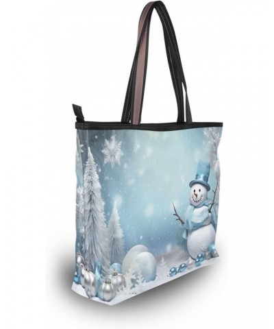 Christmas Snowman Tote Bag for Women Casual Shoulder Bag Women Hobo Bag Top Handle Handbag for Shopping Travel Work $9.45 Totes