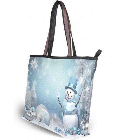 Christmas Snowman Tote Bag for Women Casual Shoulder Bag Women Hobo Bag Top Handle Handbag for Shopping Travel Work $9.45 Totes