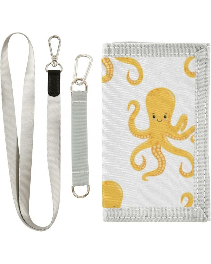 Blue Cute Octopus Slim Front Pocket Wallet RFID ID Card Holder Cute Small Wallet with Keychian for Women Kids one size Octopu...