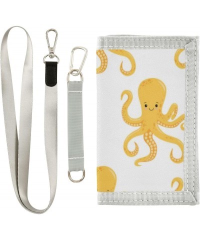 Blue Cute Octopus Slim Front Pocket Wallet RFID ID Card Holder Cute Small Wallet with Keychian for Women Kids one size Octopu...