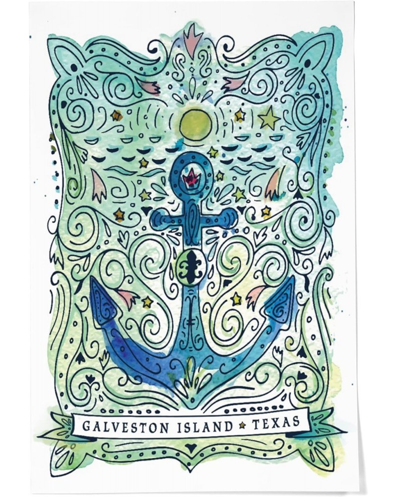 24x36 Inch Giclee Print, Galveston Island, Tx, Watercolor Anchor, A Smooth Sea $27.99 Totes