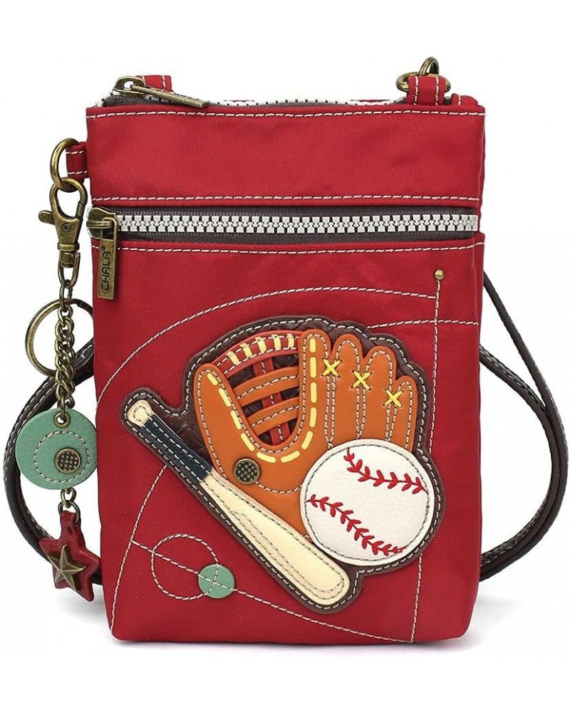 Handbags Baseball Venture Cellphone Crossbody Handbag RFID Protected, Burgundy $23.04 Crossbody Bags