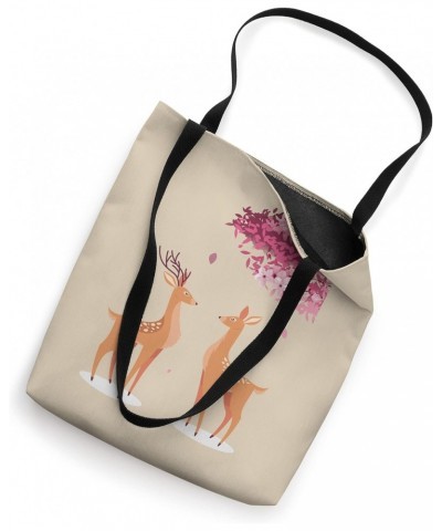 REINDEERS IN LOVE UNDER CHERRY BLOSSOM TREE Tote Bag $12.63 Totes