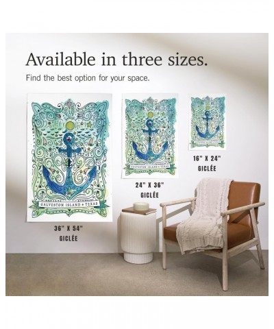 24x36 Inch Giclee Print, Galveston Island, Tx, Watercolor Anchor, A Smooth Sea $27.99 Totes