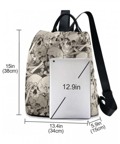 Retro Skull Art Backpack Purse for Women Travel Casual Daypack College Bookbag Work Business Ladies Shoulder Bag $25.79 Backp...